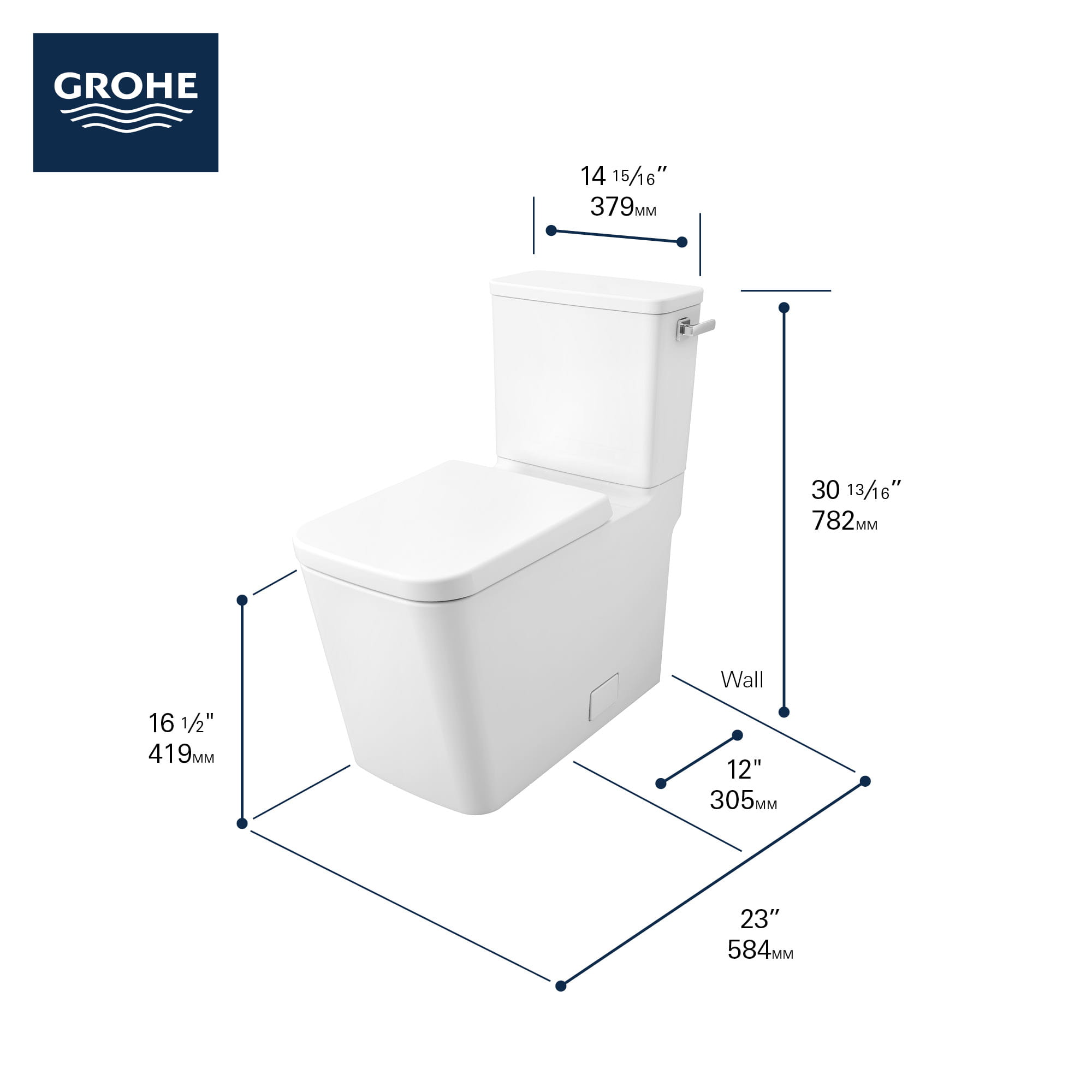 Two-piece Right Height Elongated Toilet with seat, Right-Hand Trip Lever